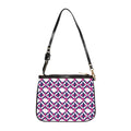 Geometric Tile Small Shoulder Bag — Pink & Navy Patterned Mini Purse