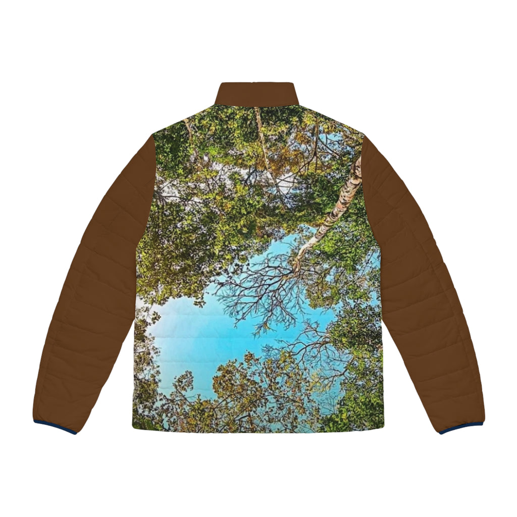 Nature Canopy Puffer Jacket — Forest Sky All-Over Print
