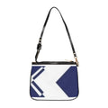 Navy Geometric Small Shoulder Bag – Modern Arrow Pattern Crossbody Purse