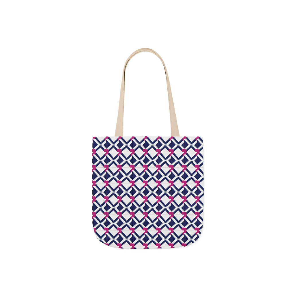 Geometric Navy & Pink Canvas Tote Bag