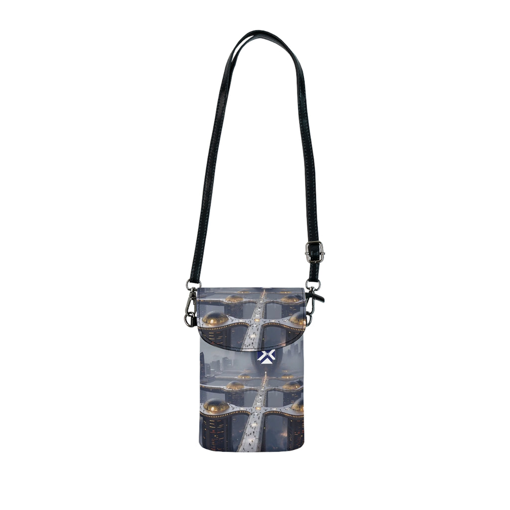 Small Phone Wallet Crossbody — Urban Skyline Design