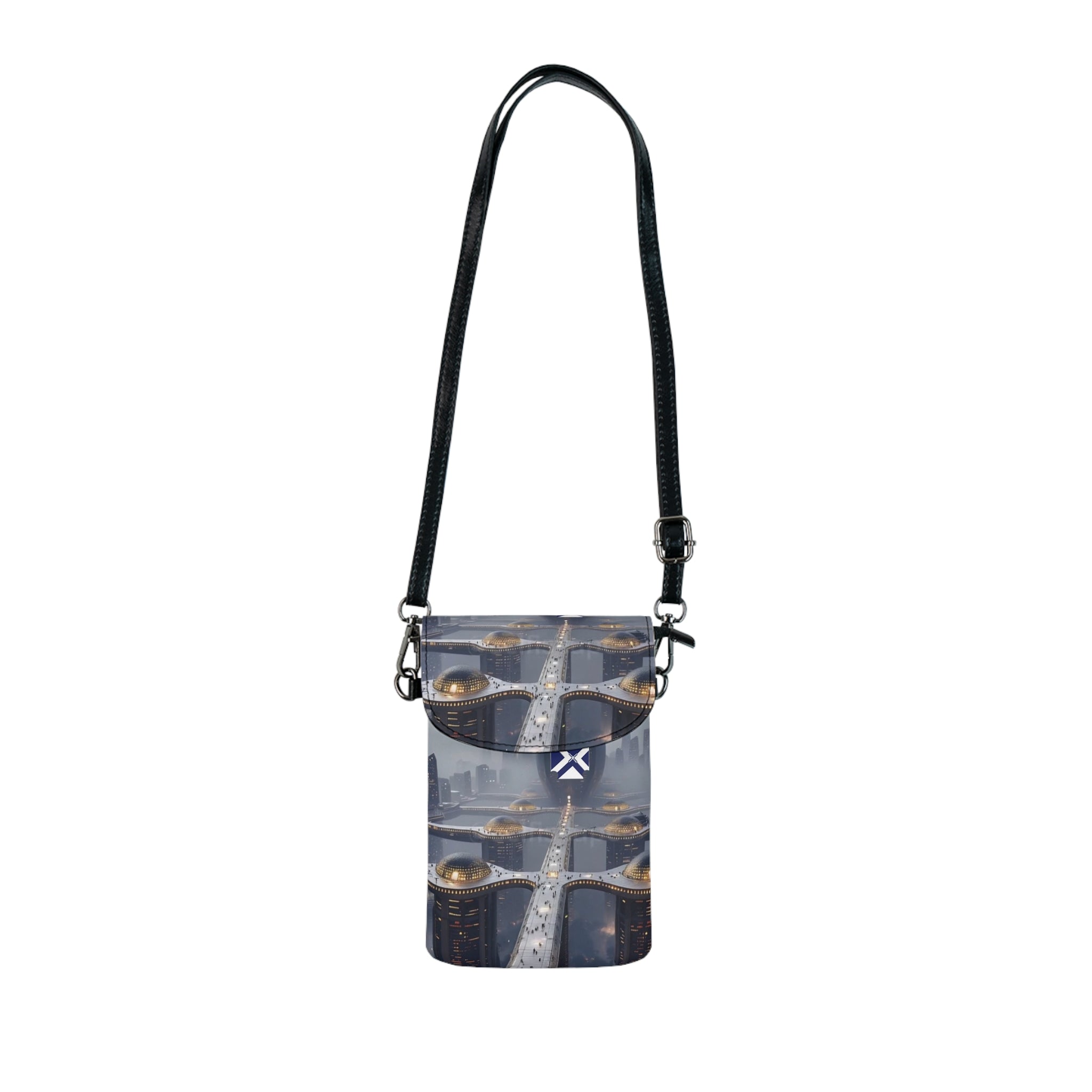 Small Phone Wallet Crossbody — Urban Skyline Design