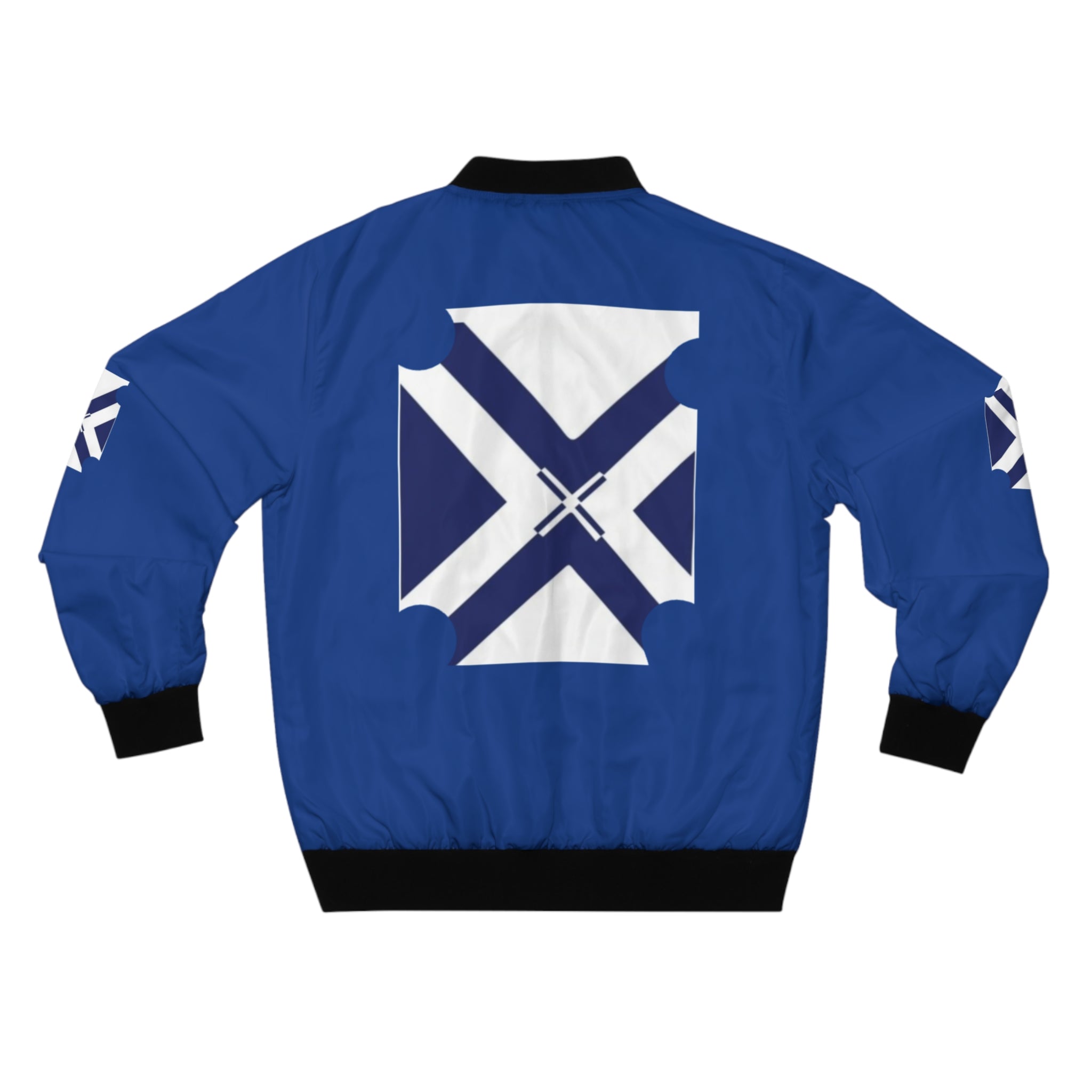Xponet Blue Geometric Crest Bomber Jacket