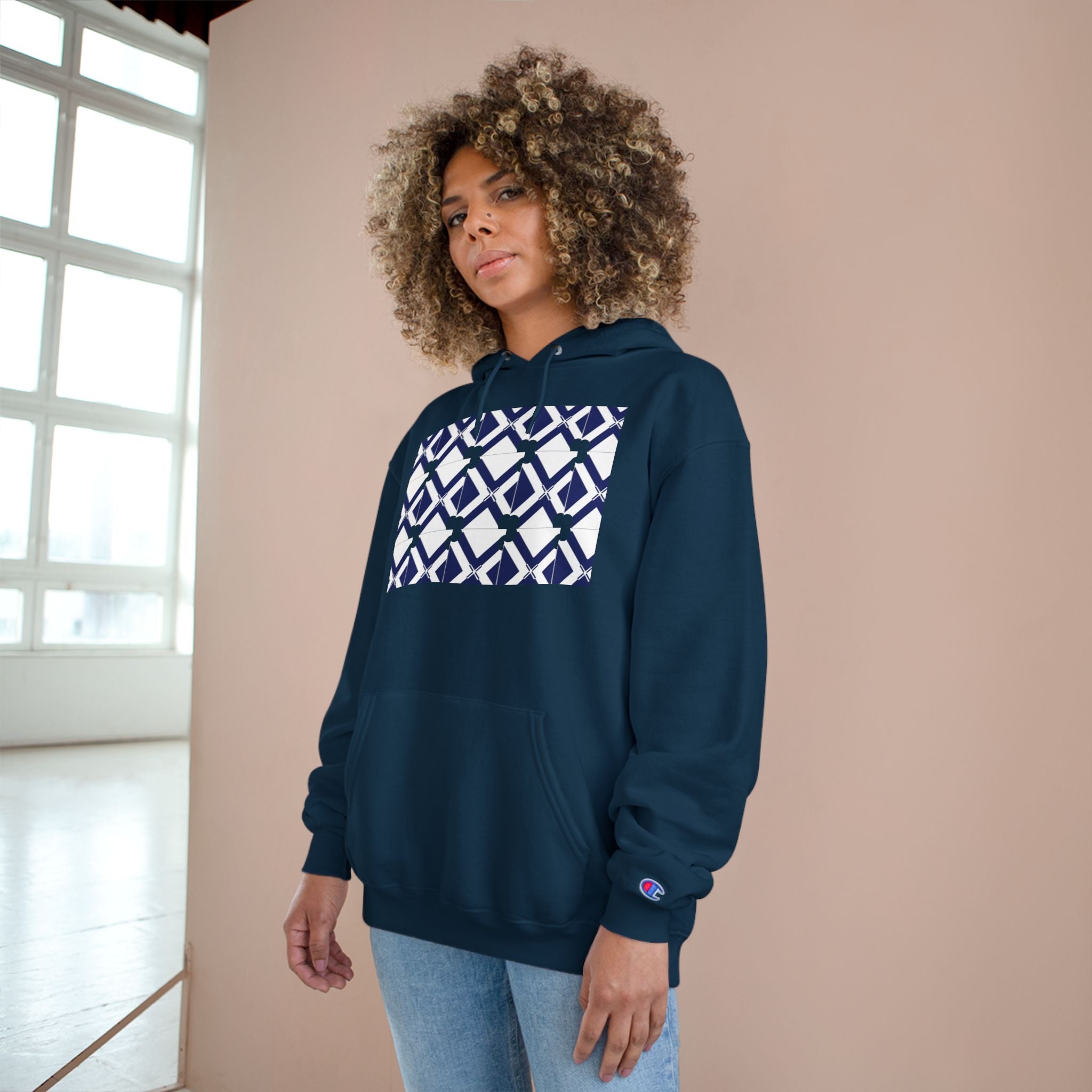 Geometric Navy Tile Hoodie