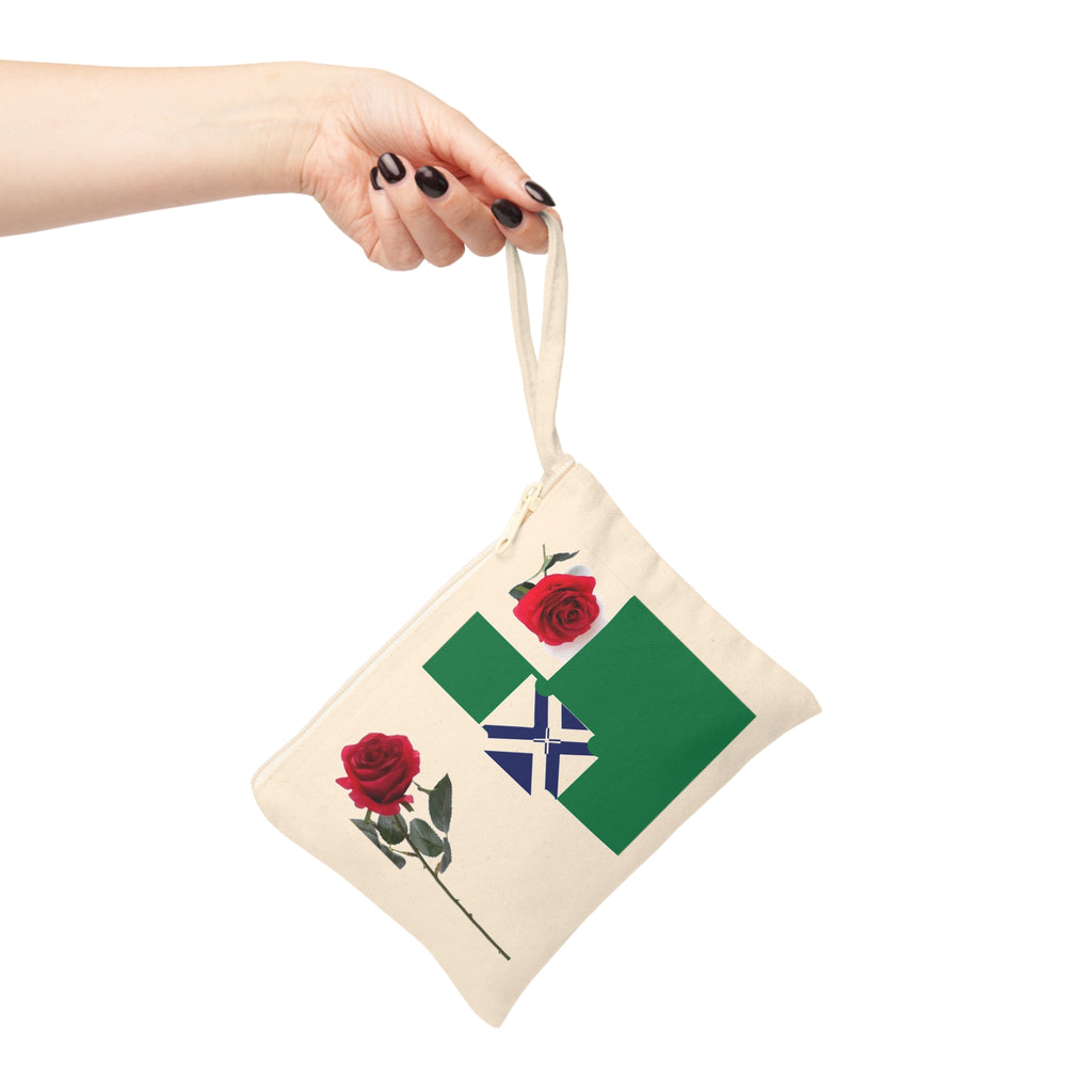 XT Rose  Green Zip Pouch — Floral Cosmetic Accessory Bag
