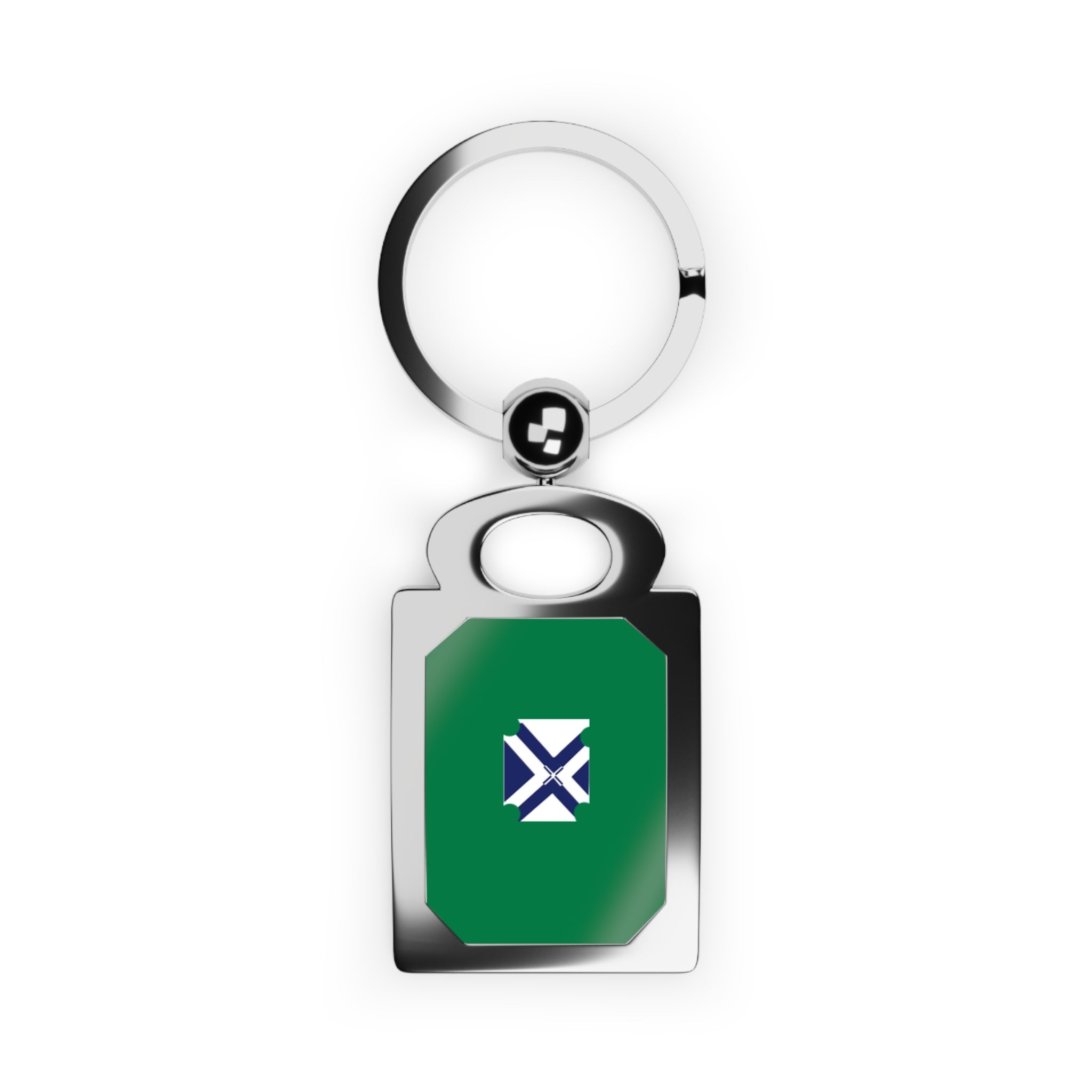 Rectangle Photo Keyring — Custom Photo Metal Keychain with Green Crest Design