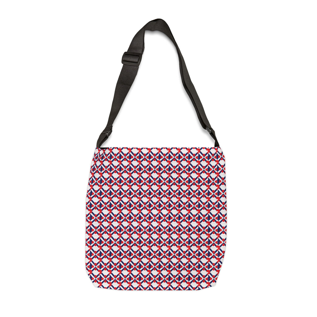 XT9 Adjustable Tote Bag — Red & Blue Geometric All-Over-Print Shoulder Tote