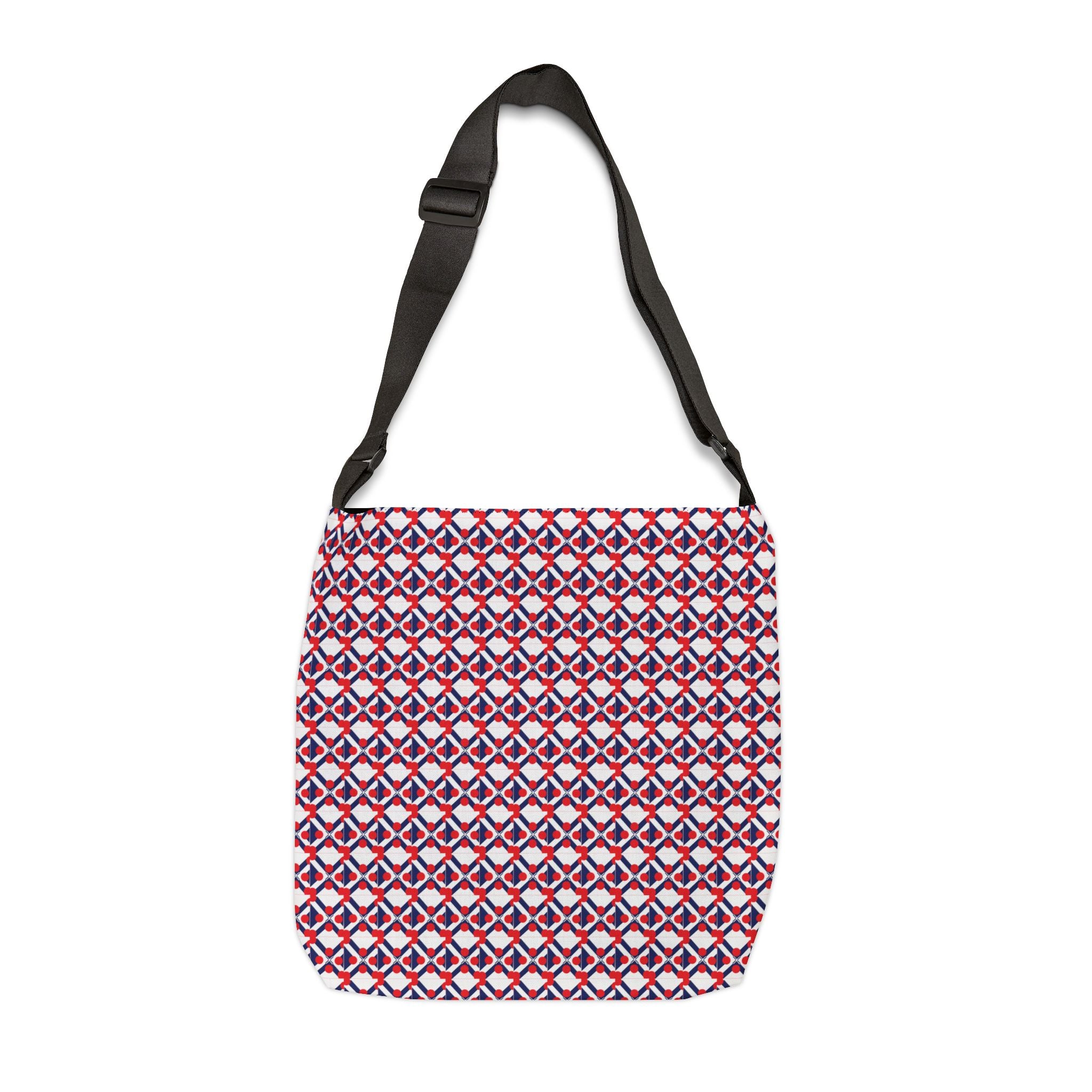XT9 Adjustable Tote Bag — Red & Blue Geometric All-Over-Print Shoulder Tote