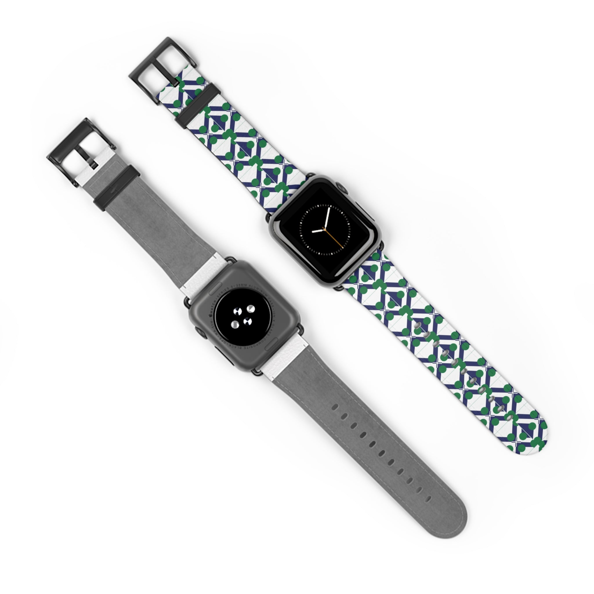 XT9 Green & Navy Tile Watch Band — Patterned Apple Watch Strap
