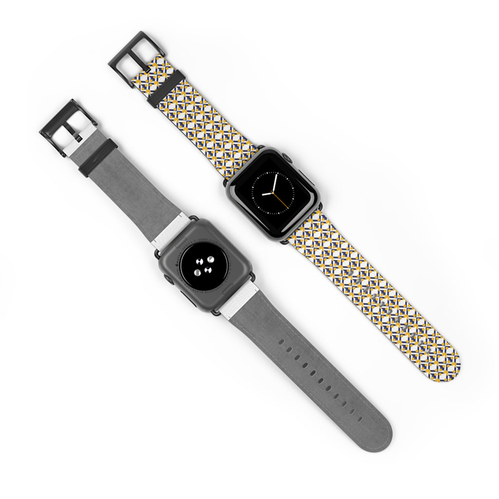 XT9 Gold Tile Watch Band — Modern Patterned Replacement Strap