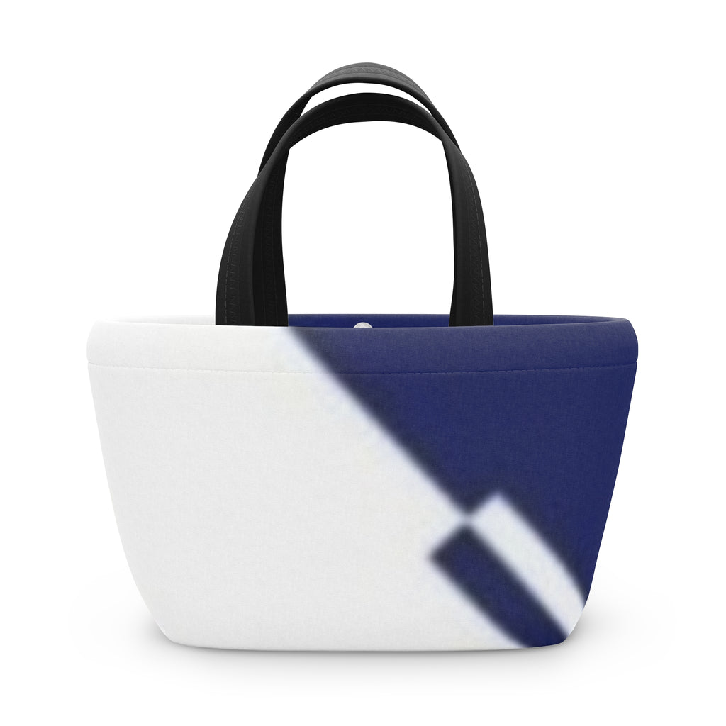 Navy Diagonal Stripe Insulated Lunch Bag