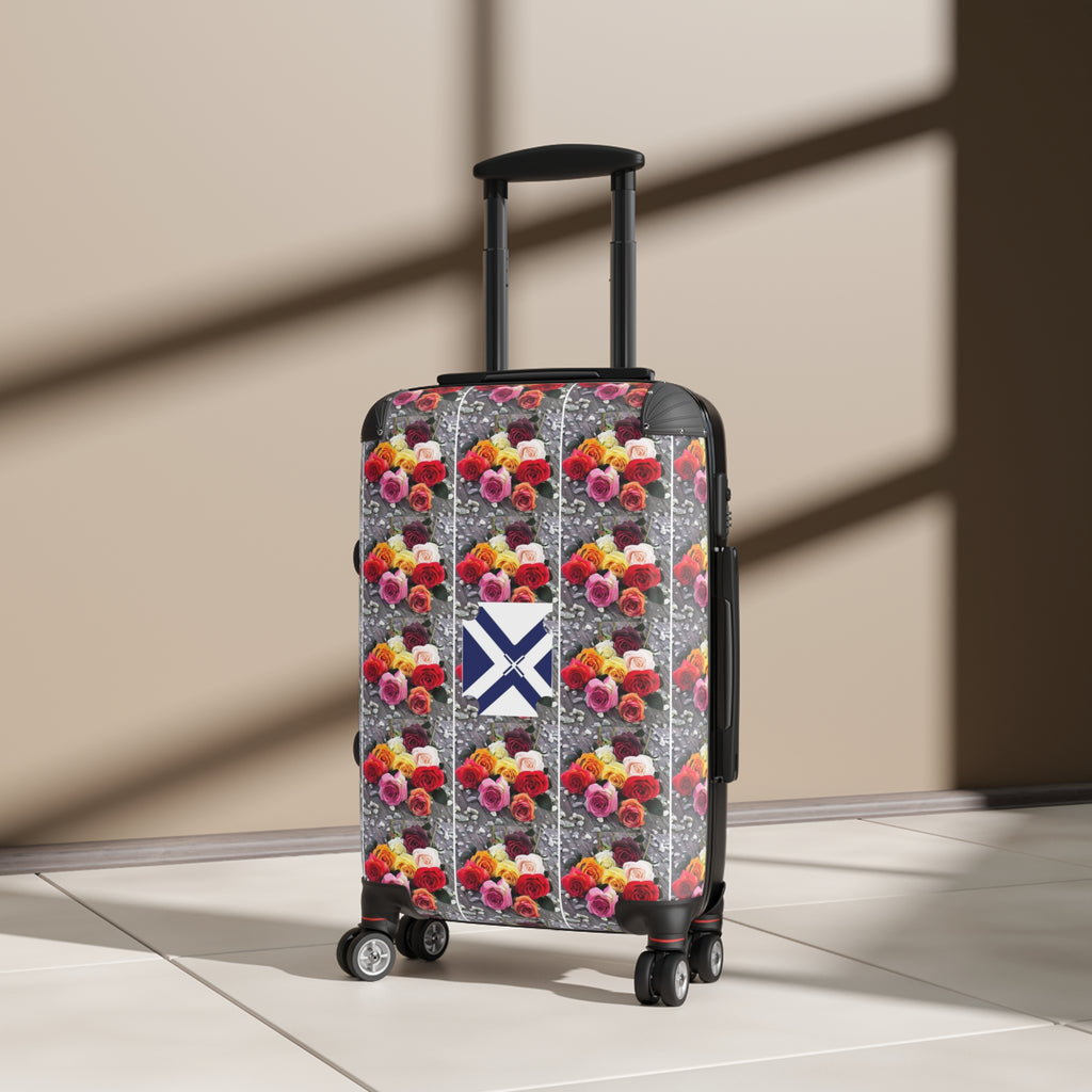 Floral Mosaic Carry-On Suitcase with Scottish Saltire Accent