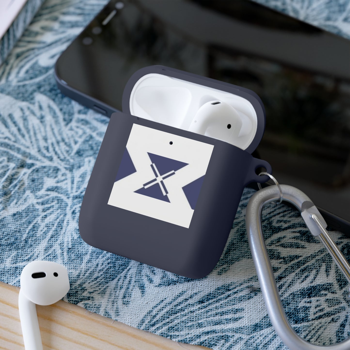 Xt3 AirPods Case — Minimal Navy Geometric Hourglass Design
