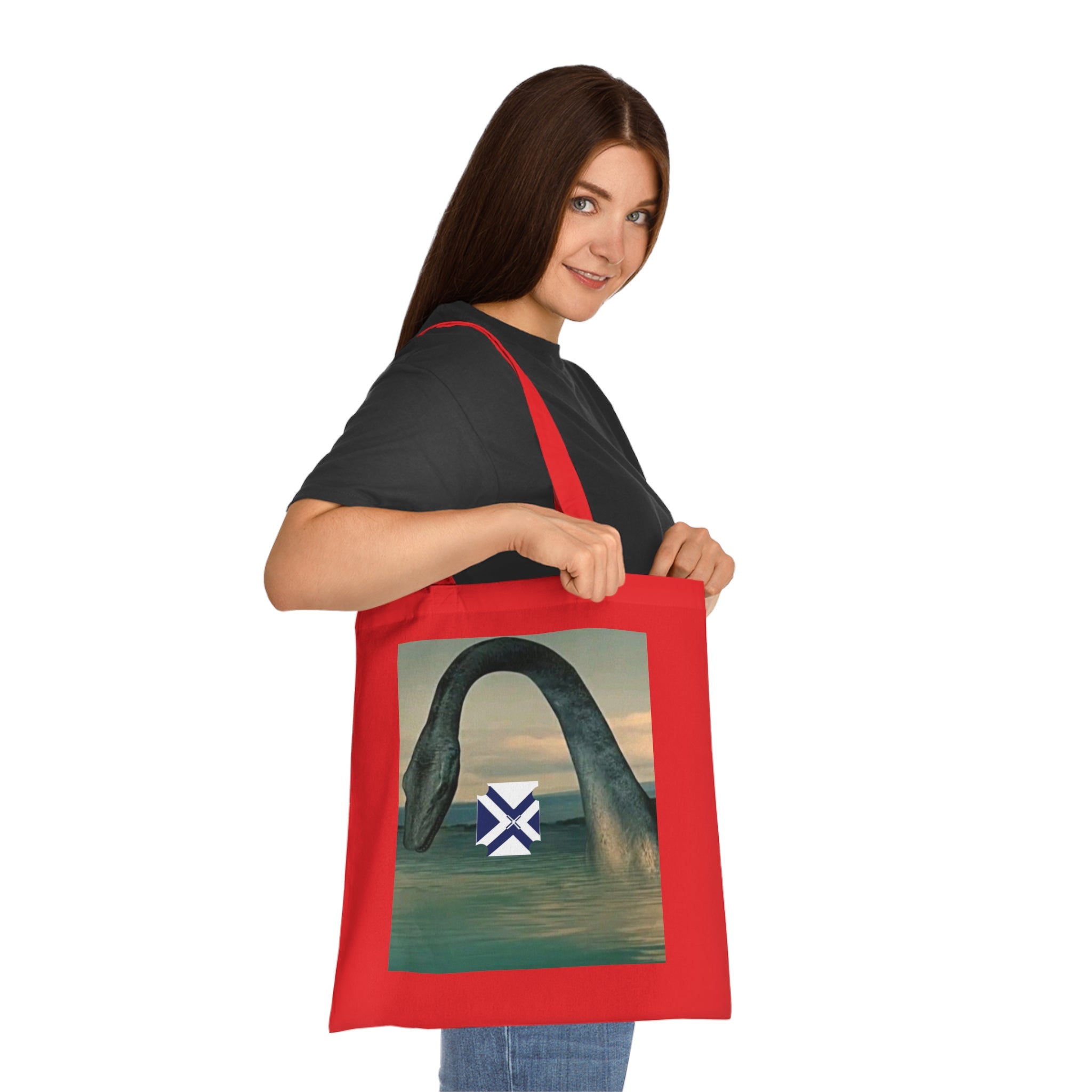 Xt Sea mosterTote Bag — Vintage Loch Ness Monster Art with Scottish Saltire Accent
