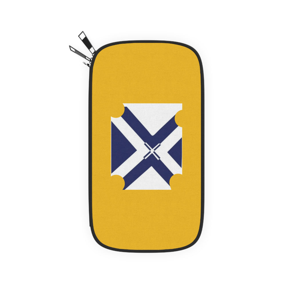 Yellow Travel Passport Wallet with Nautical Compass Ticket Design
