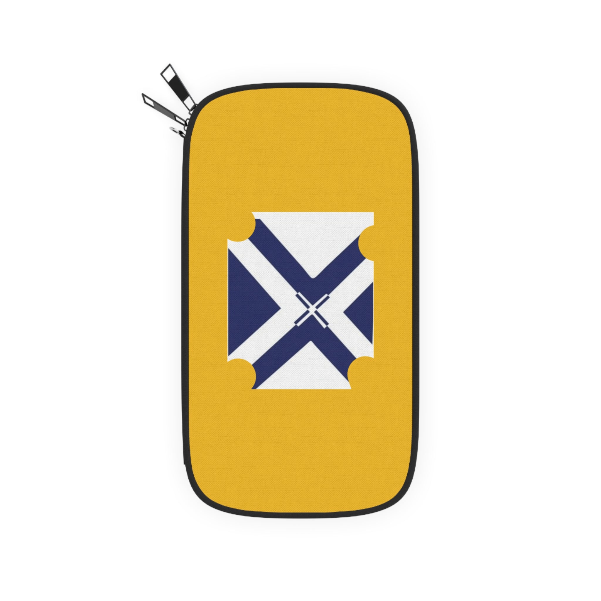 Yellow Travel Passport Wallet with Nautical Compass Ticket Design