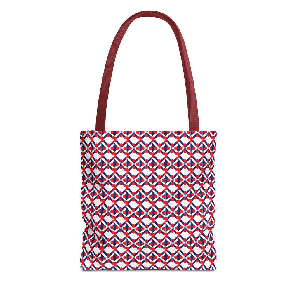 XT9 Red White Blue Geometric Tote Bag – All-Over Print Patriotic Pattern