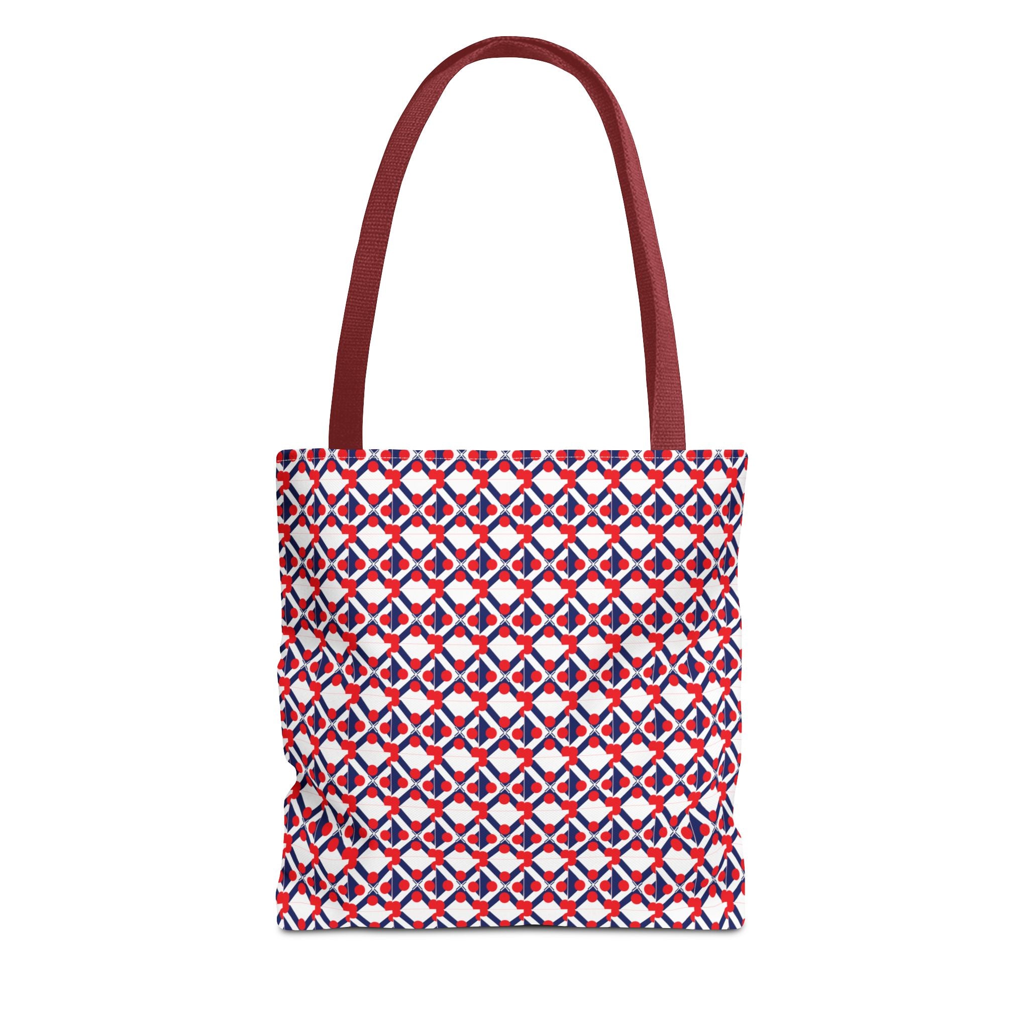 XT9 Red White Blue Geometric Tote Bag – All-Over Print Patriotic Pattern