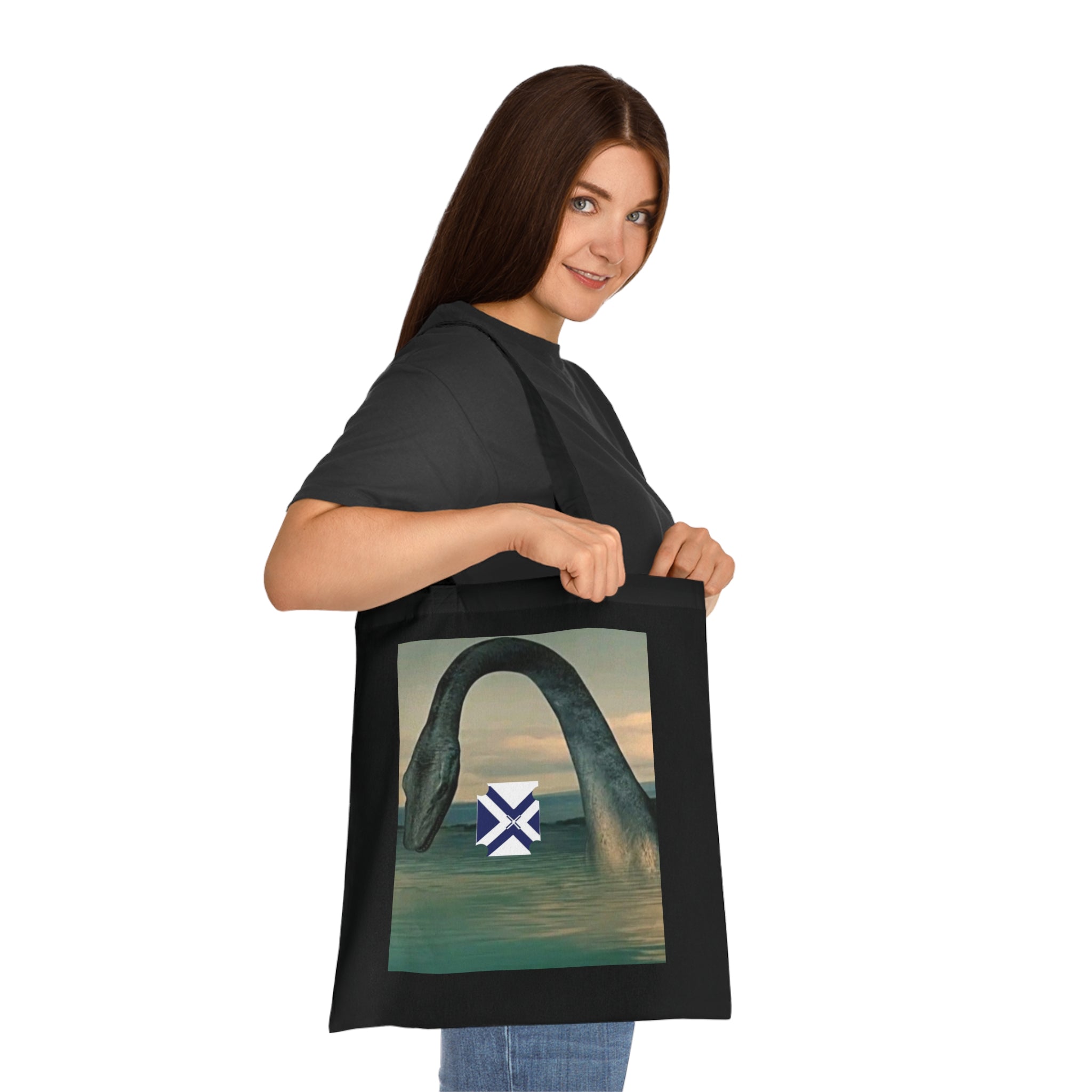 Xt Sea mosterTote Bag — Vintage Loch Ness Monster Art with Scottish Saltire Accent