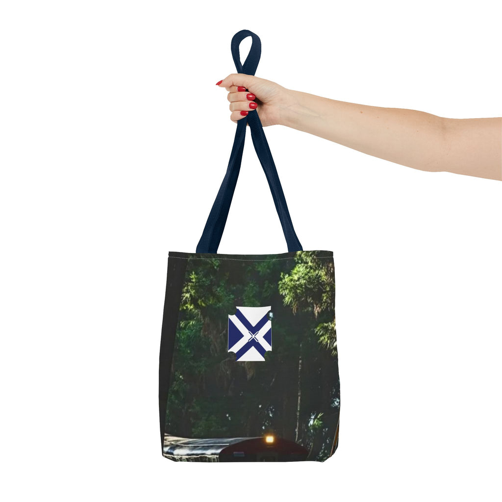Scenic Night Drive Tote Bag — Forest Road Photography Print