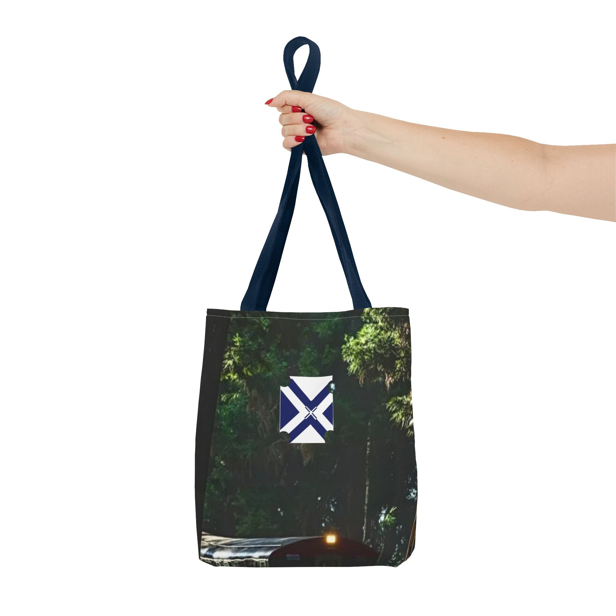 Scenic Night Drive Tote Bag — Forest Road Photography Print
