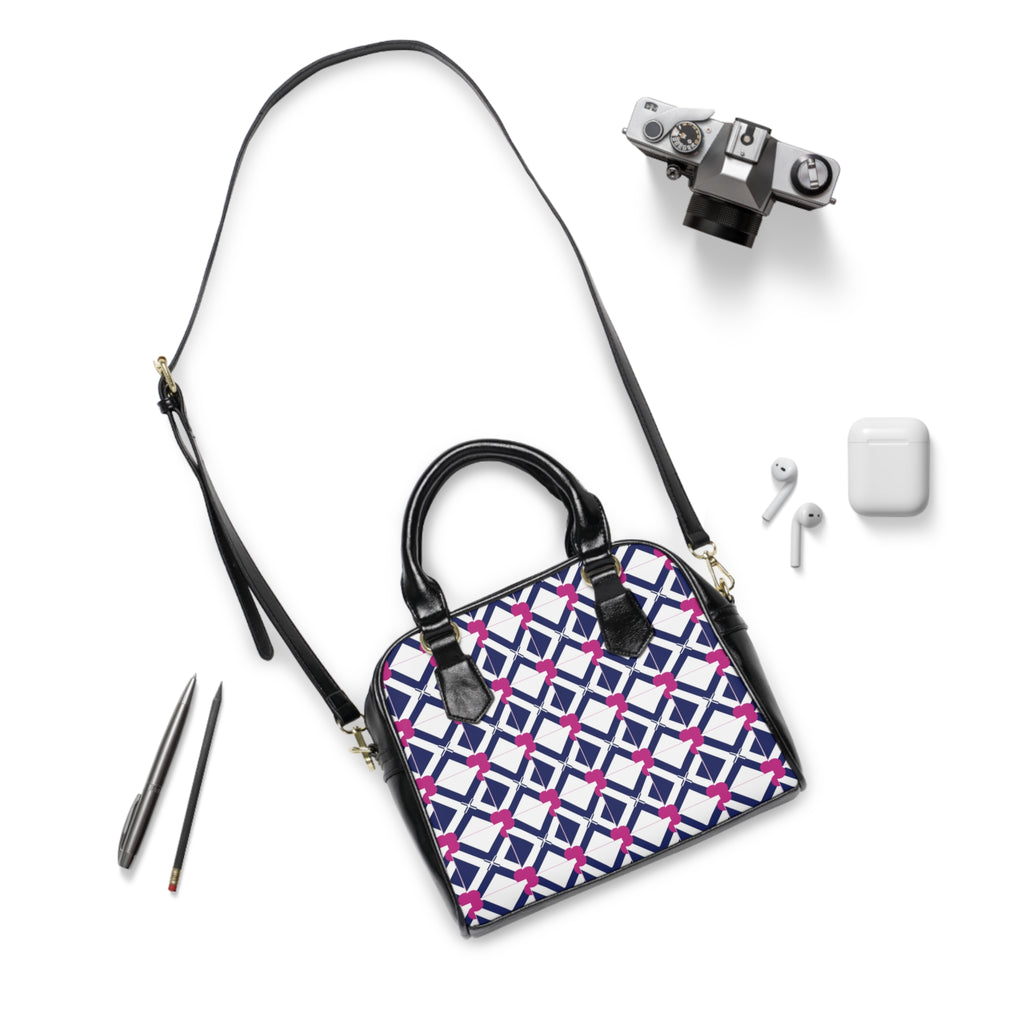 XT9 Navy & Pink Pattern Shoulder Handbag