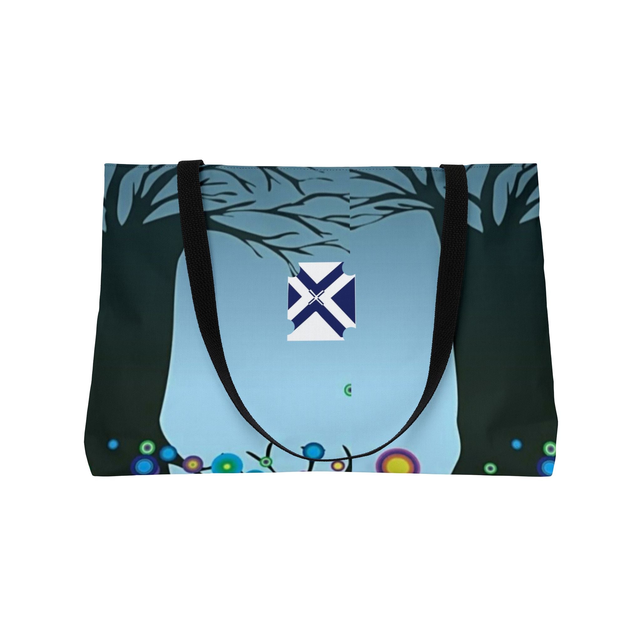 Weekender Tote Bag — Bright Floral & Tree Scenic Overnight Travel Tote