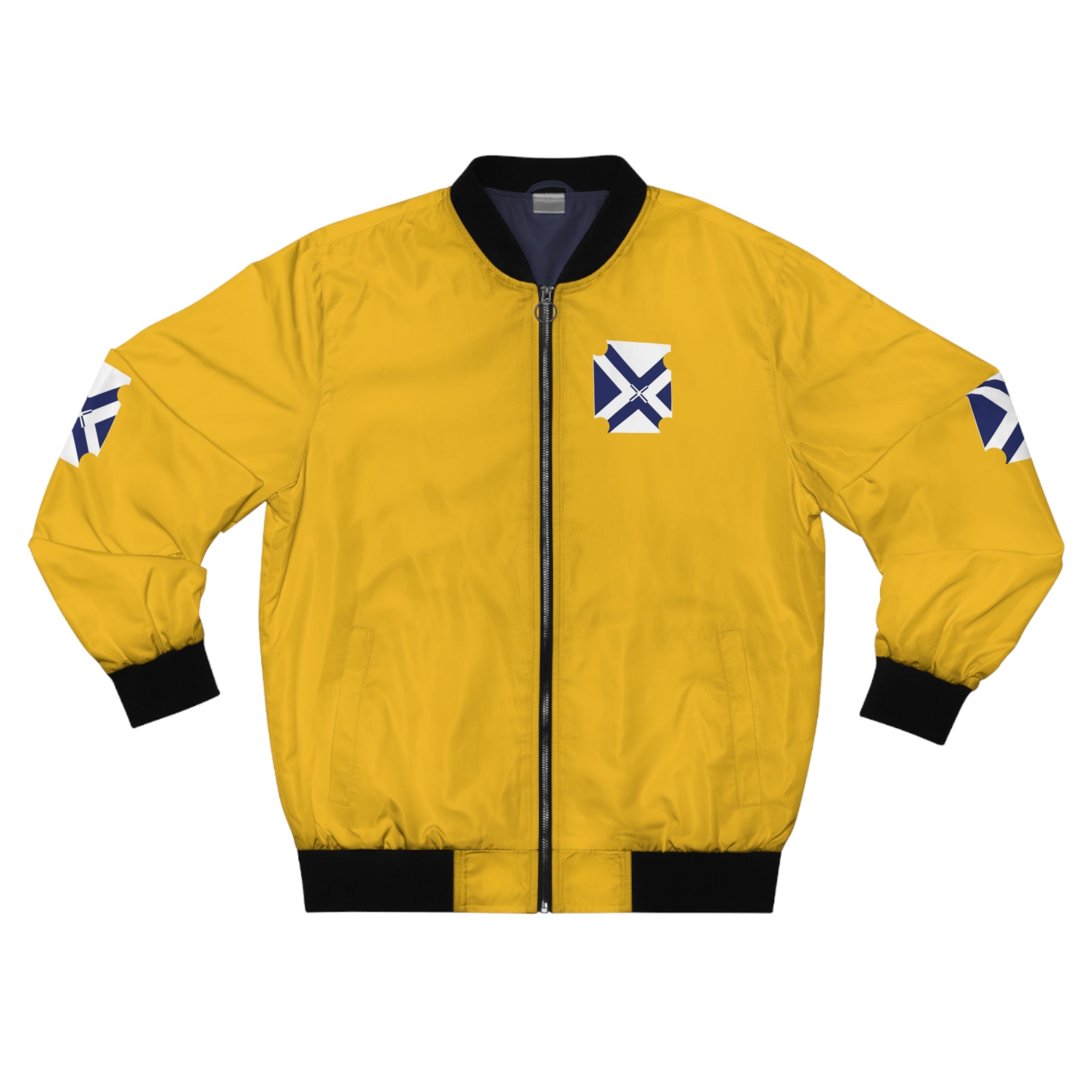 Xponet Yellow Bomber Jacket with Navy Cross Emblem