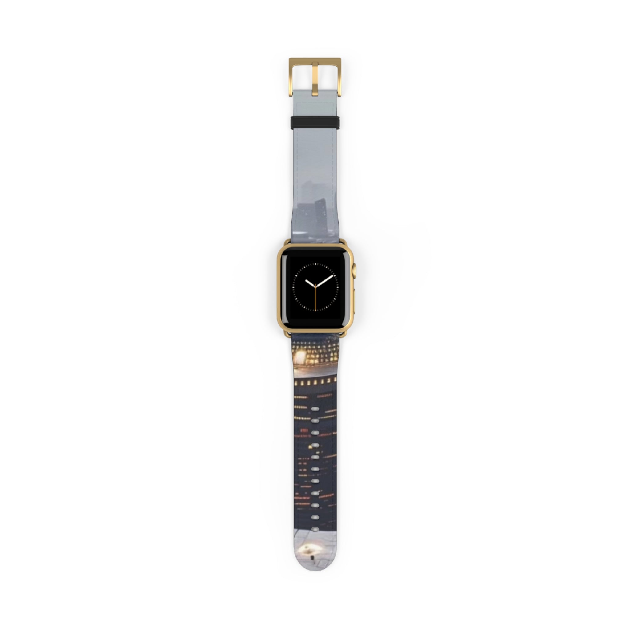 City Lights Leather Watch Band — Night Skyline Apple Watch Strap