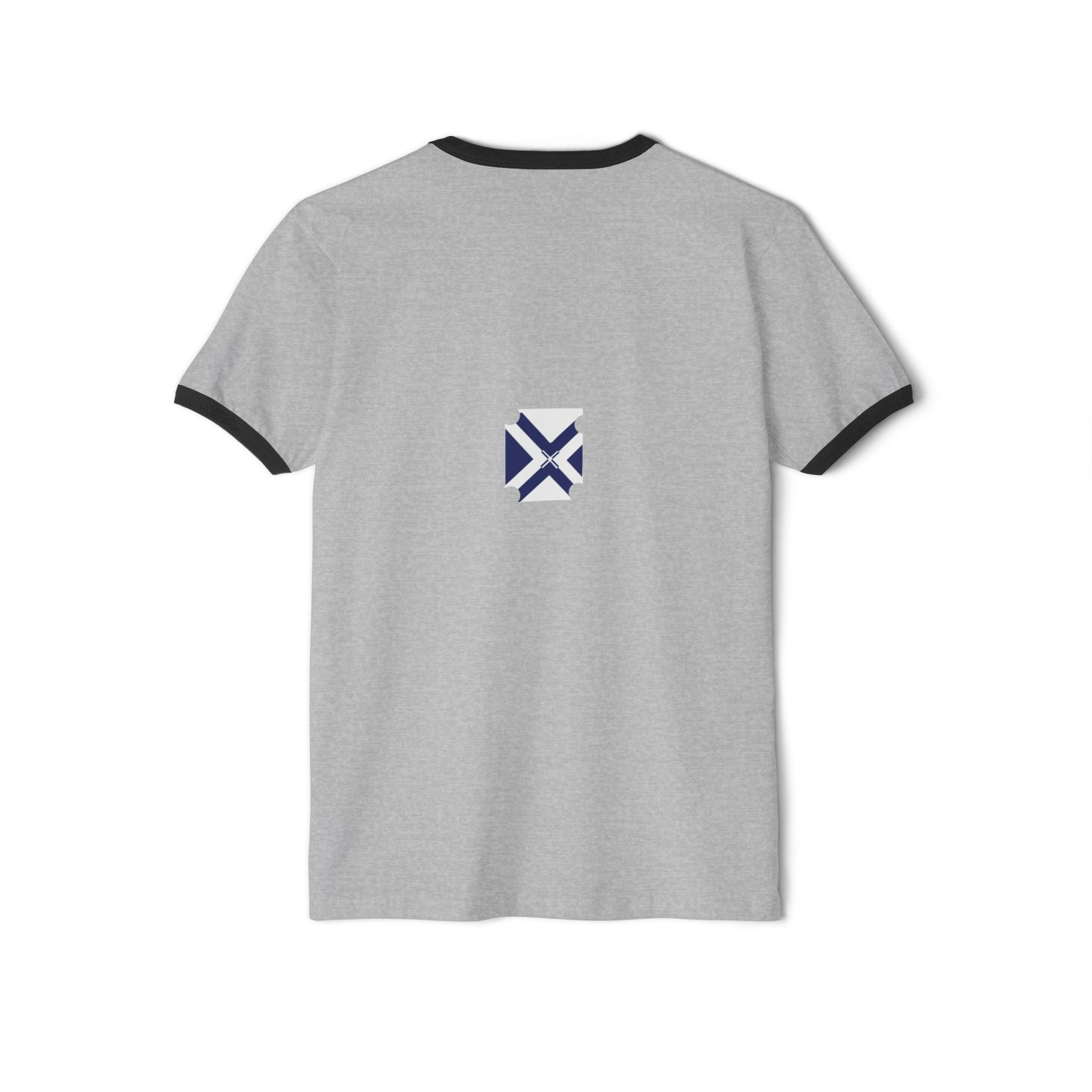 Minimalist Navy Geometric Logo Ringer T-Shirt