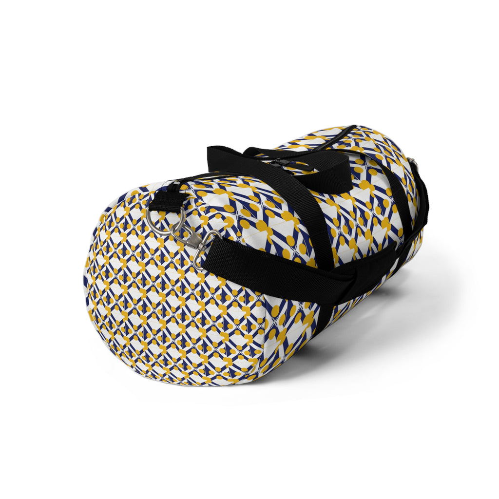 Geometric Yellow & Navy Pattern Duffel Bag — Travel Gym Weekender Bag