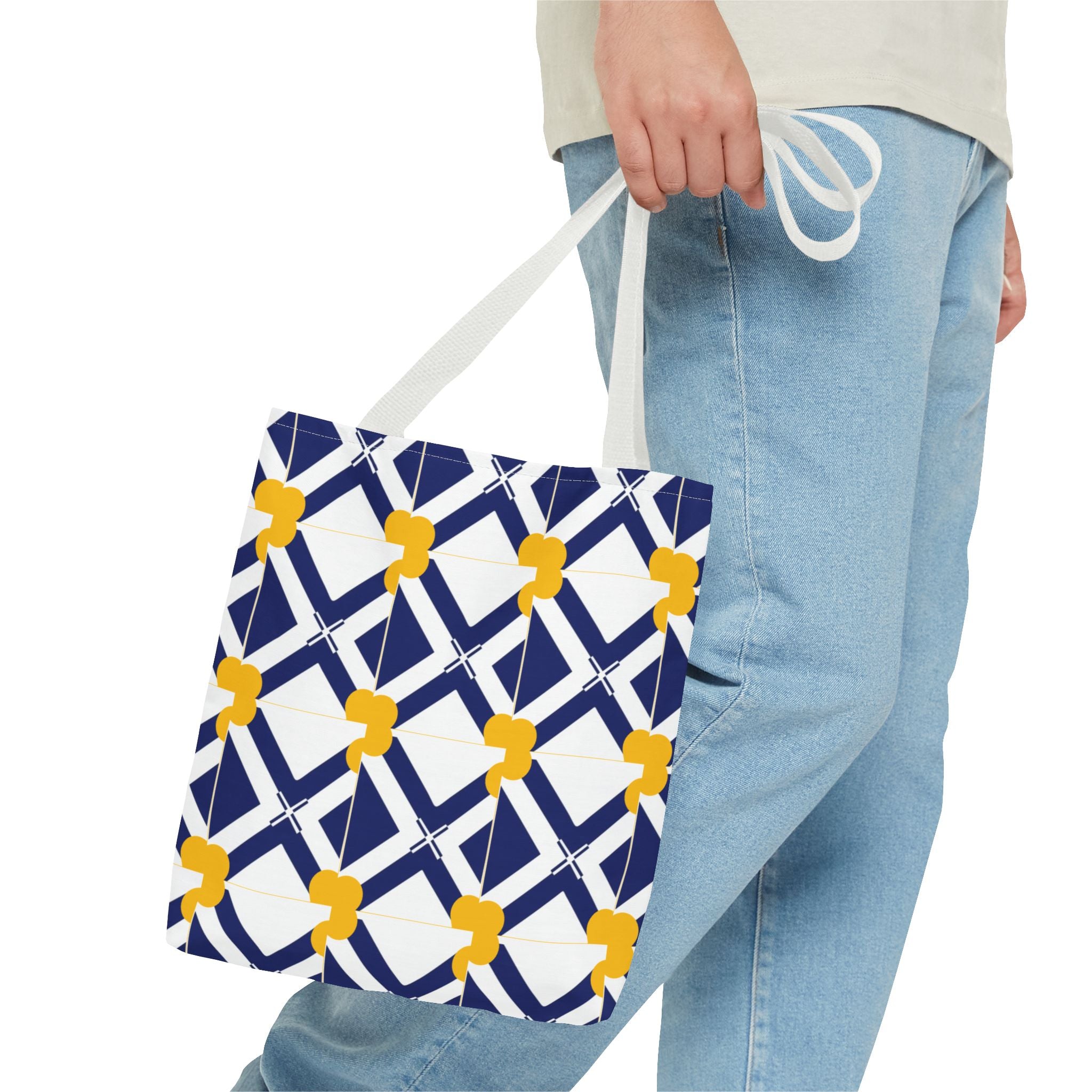 XT8 Yellow Pattern Tote Bag – Modern Lattice Everyday Tote