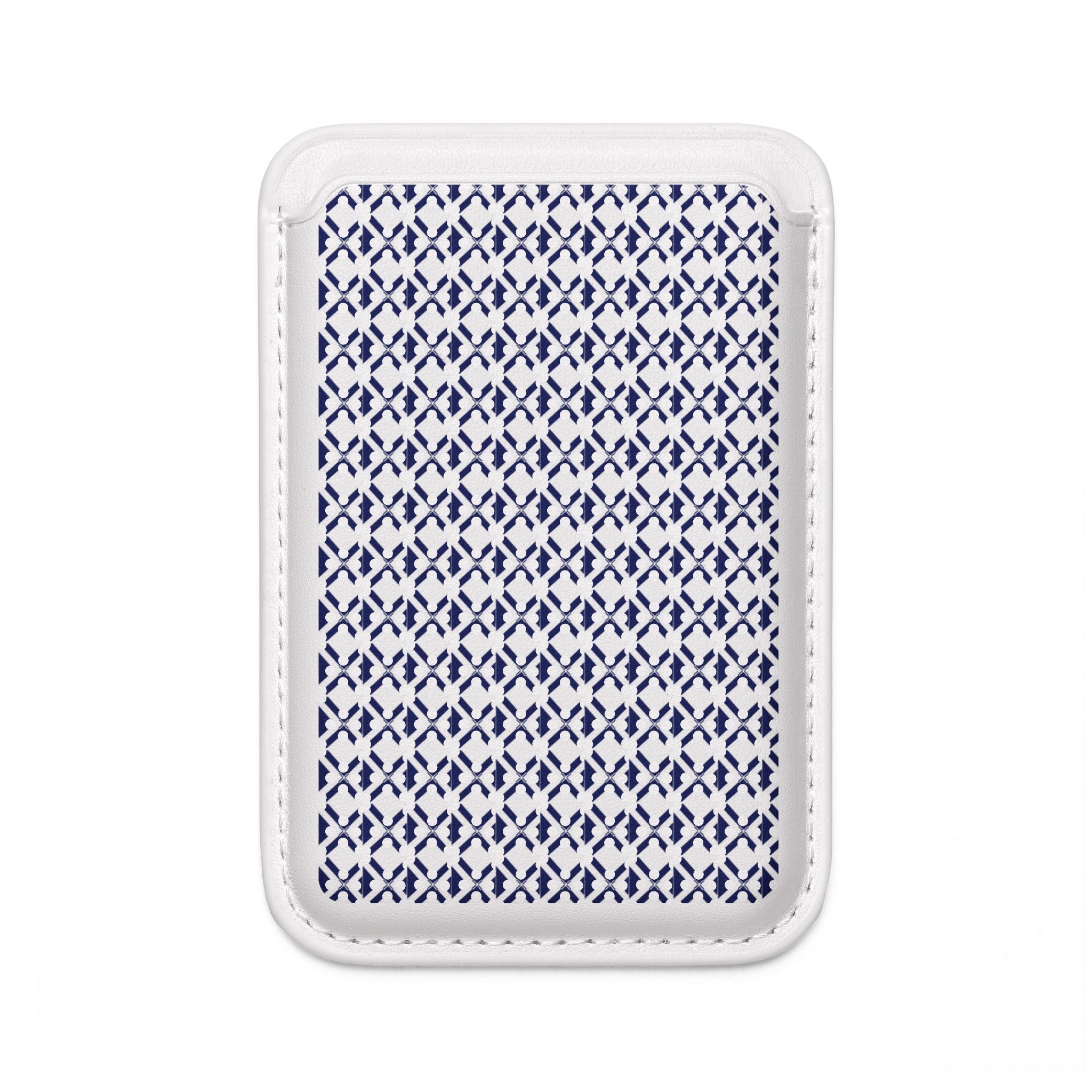 XT9 Blue Tile Pattern Vegan MagSafe Wallet — Slim Card Holder