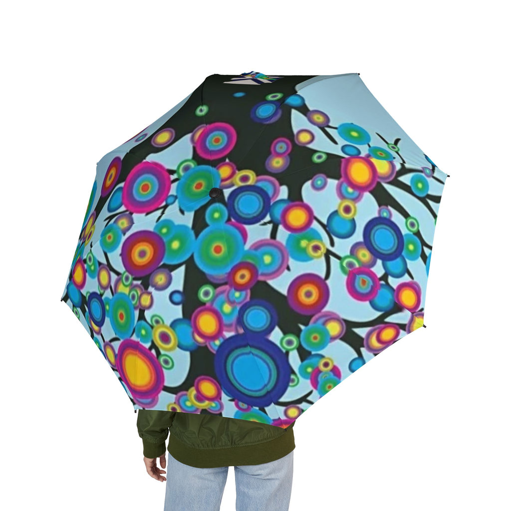 Foldable Umbrella — Colorful Abstract Floral Burst Compact Umbrella