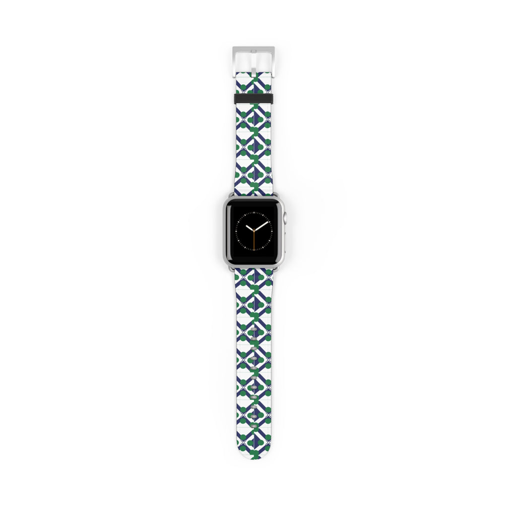 XT9 Green & Navy Tile Watch Band — Patterned Apple Watch Strap