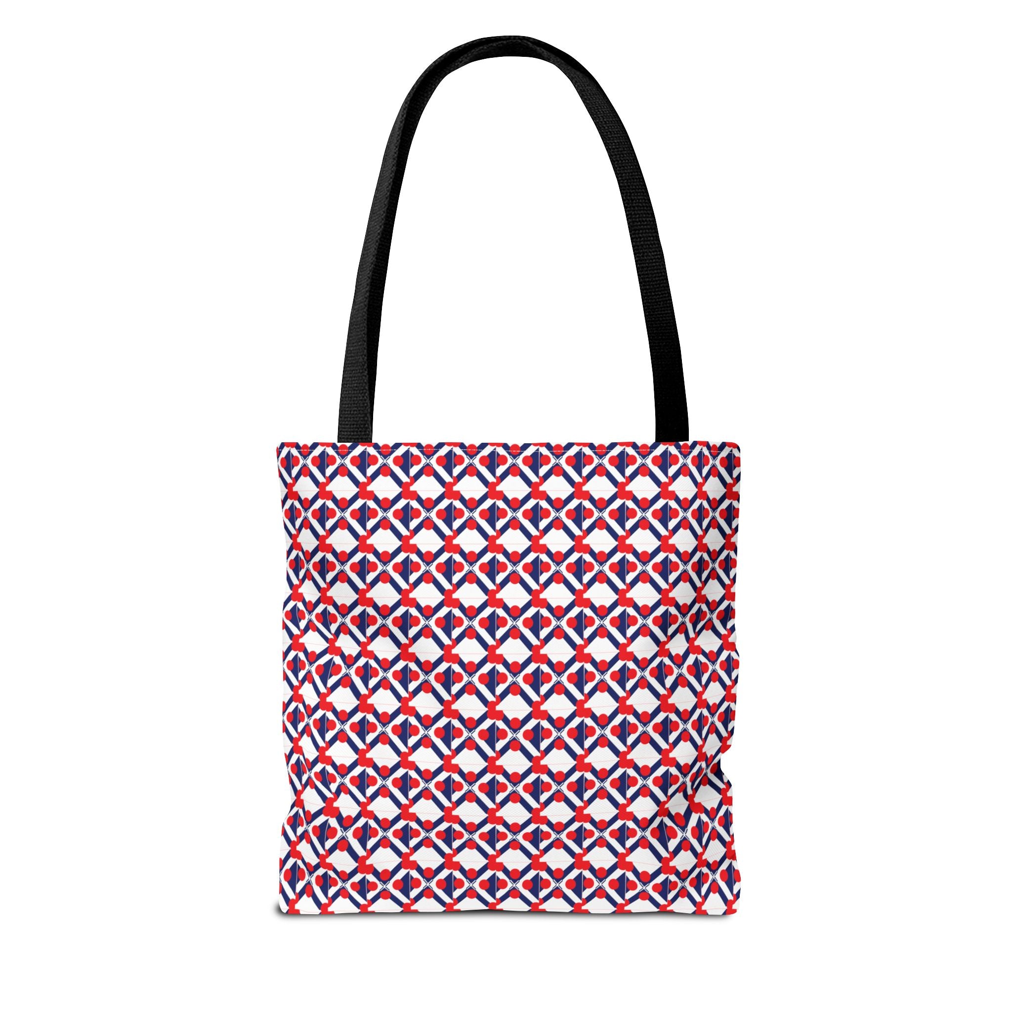XT9 Red White Blue Geometric Tote Bag – All-Over Print Patriotic Pattern