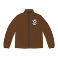 XT7 Brown Puffer Jacket with Geometric Patch — Men's Lightweight Quilted Coat