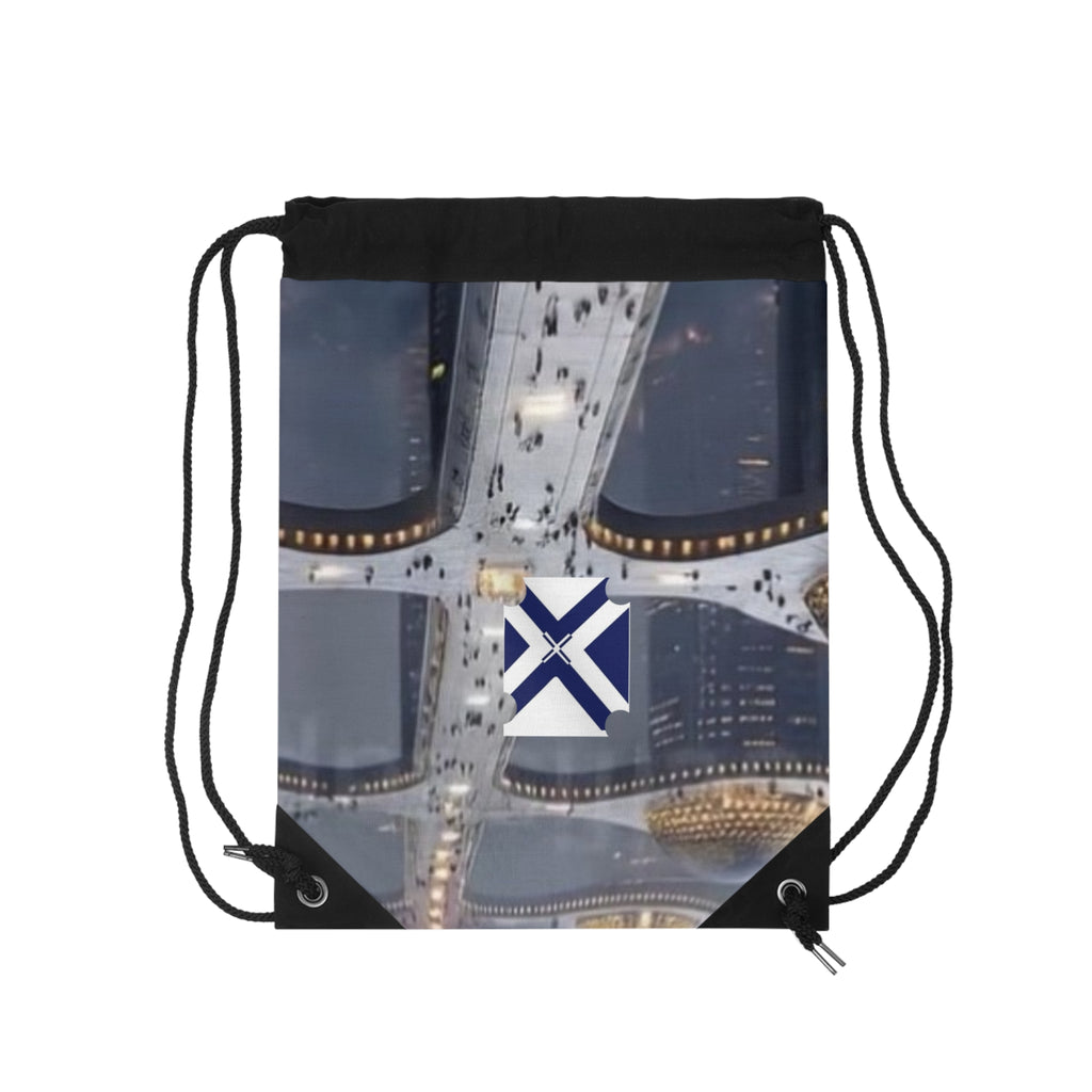 Xt Sci‑Fi City Drawstring Bag — Futuristic Skyline Backpack
