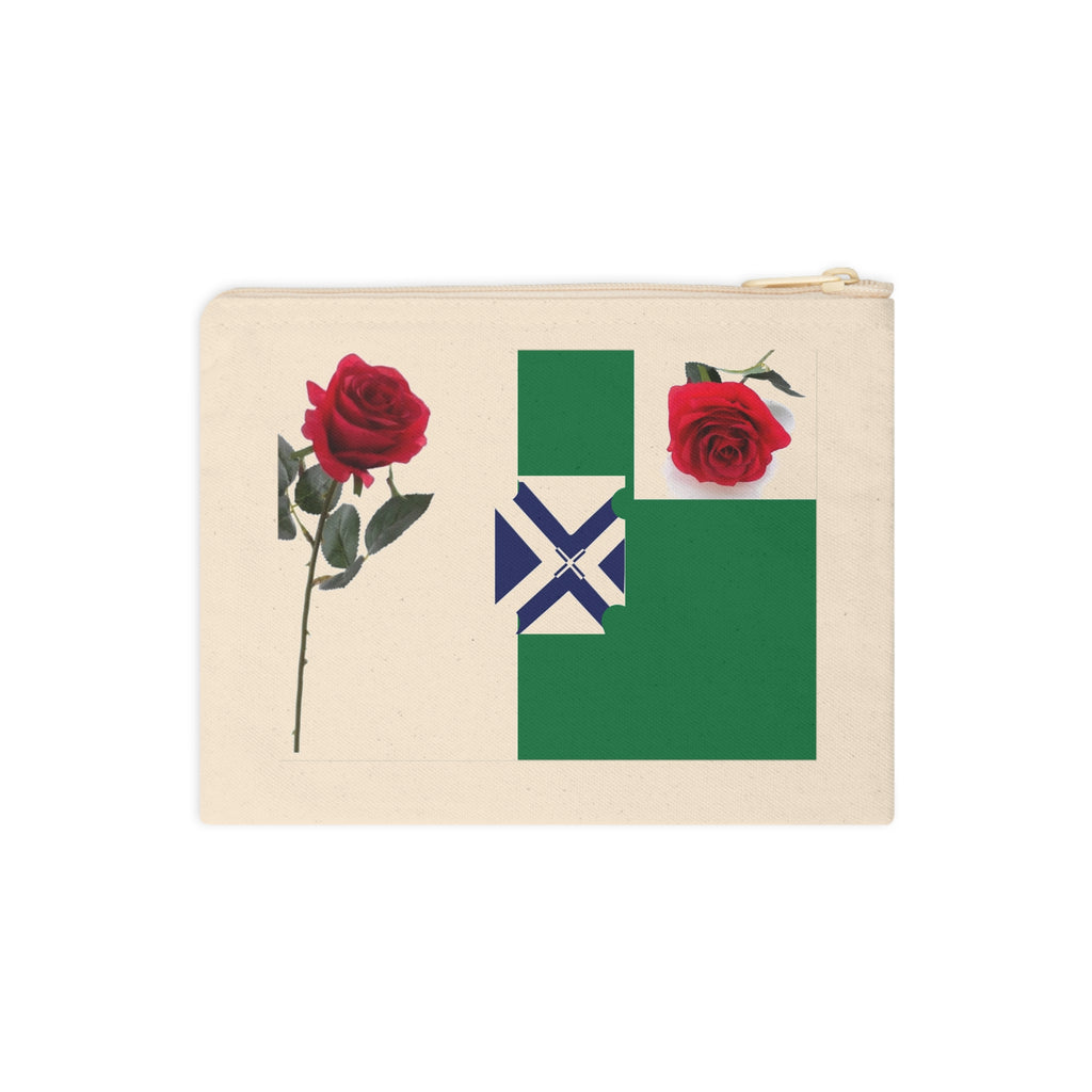 XT Rose  Green Zip Pouch — Floral Cosmetic Accessory Bag