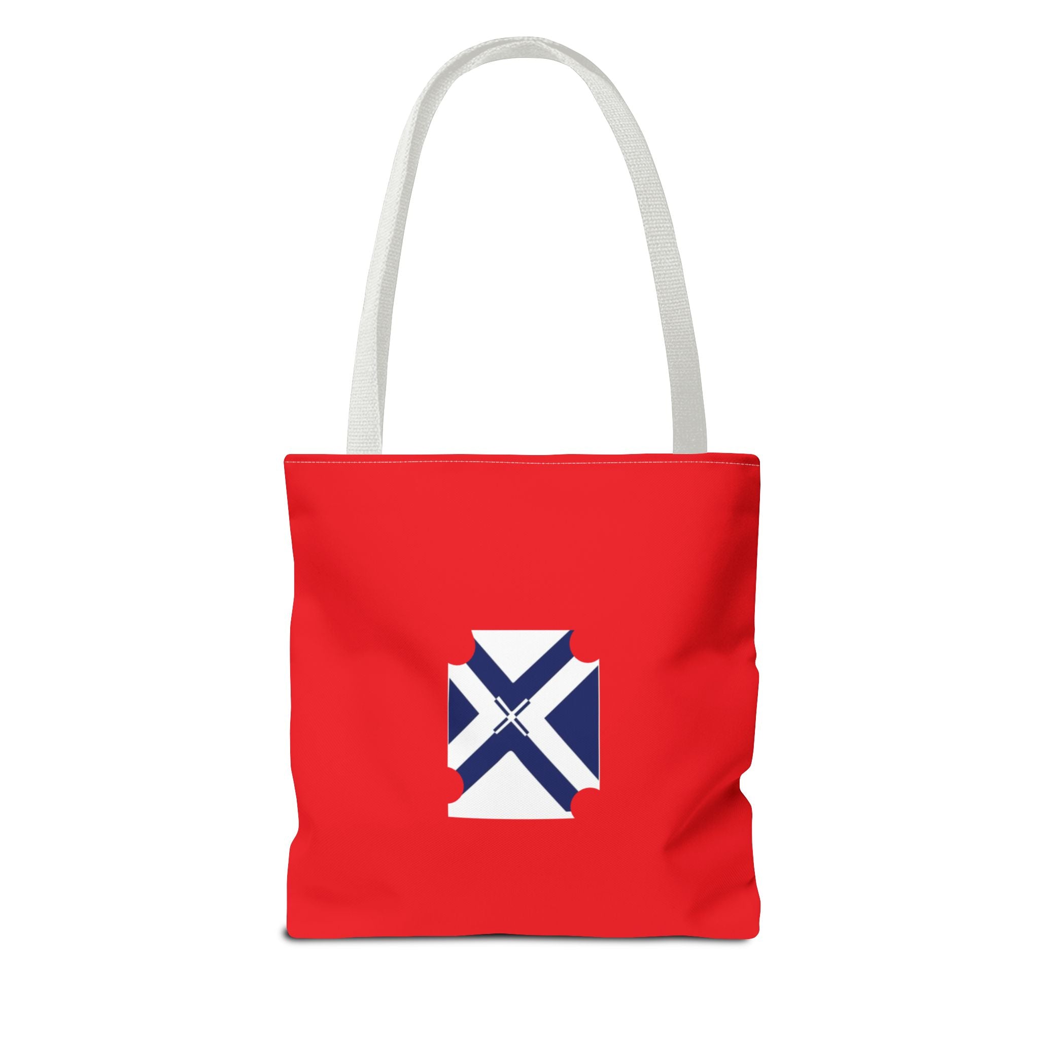Red State Outline Tote Bag with Navy Saltire Design