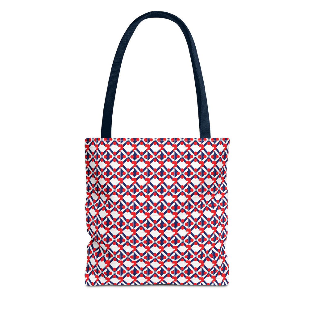 XT9 Red White Blue Geometric Tote Bag – All-Over Print Patriotic Pattern