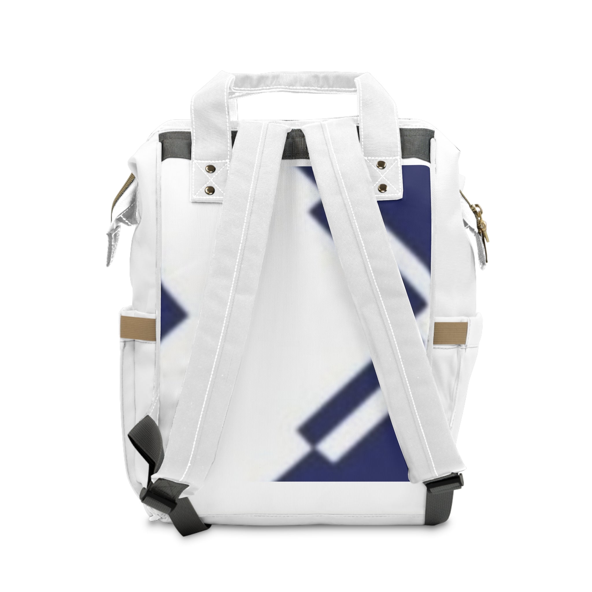 Multifunctional Diaper Backpack – Large White & Navy Organizer with Insulated Bottle Pockets