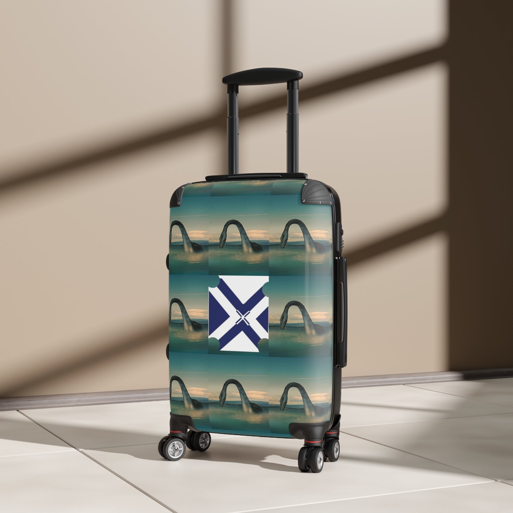 Ocean Bridge Pattern Carry-On Suitcase with Nautical Cross Accent
