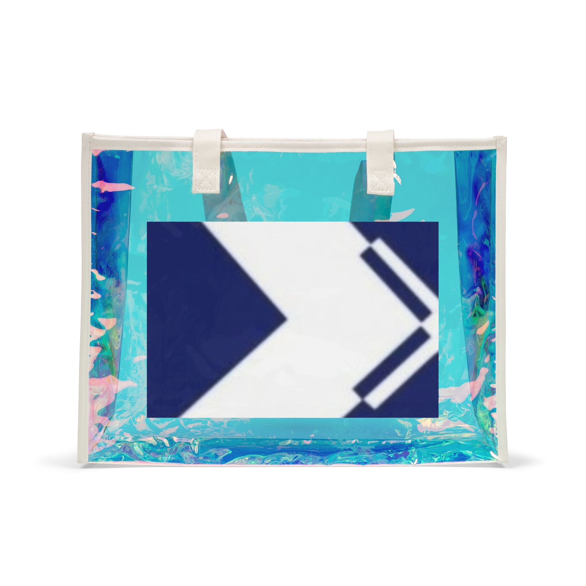 Holographic Beach Tote Bag — Iridescent Clear Pool & Swim Beach Bag