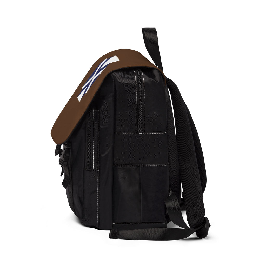 Brown Backpack with Blue Saltire Crest — Casual Shoulder Backpack