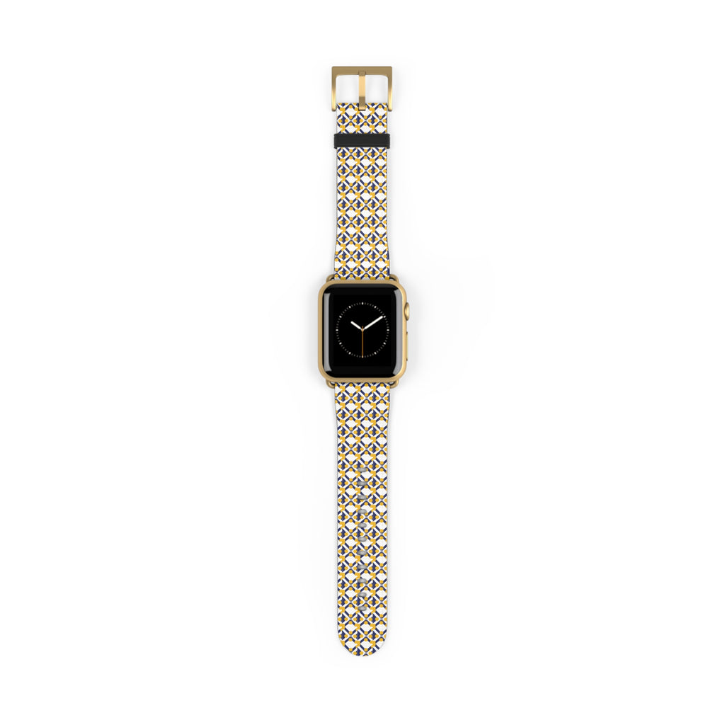 XT9 Gold Tile Watch Band — Modern Patterned Replacement Strap