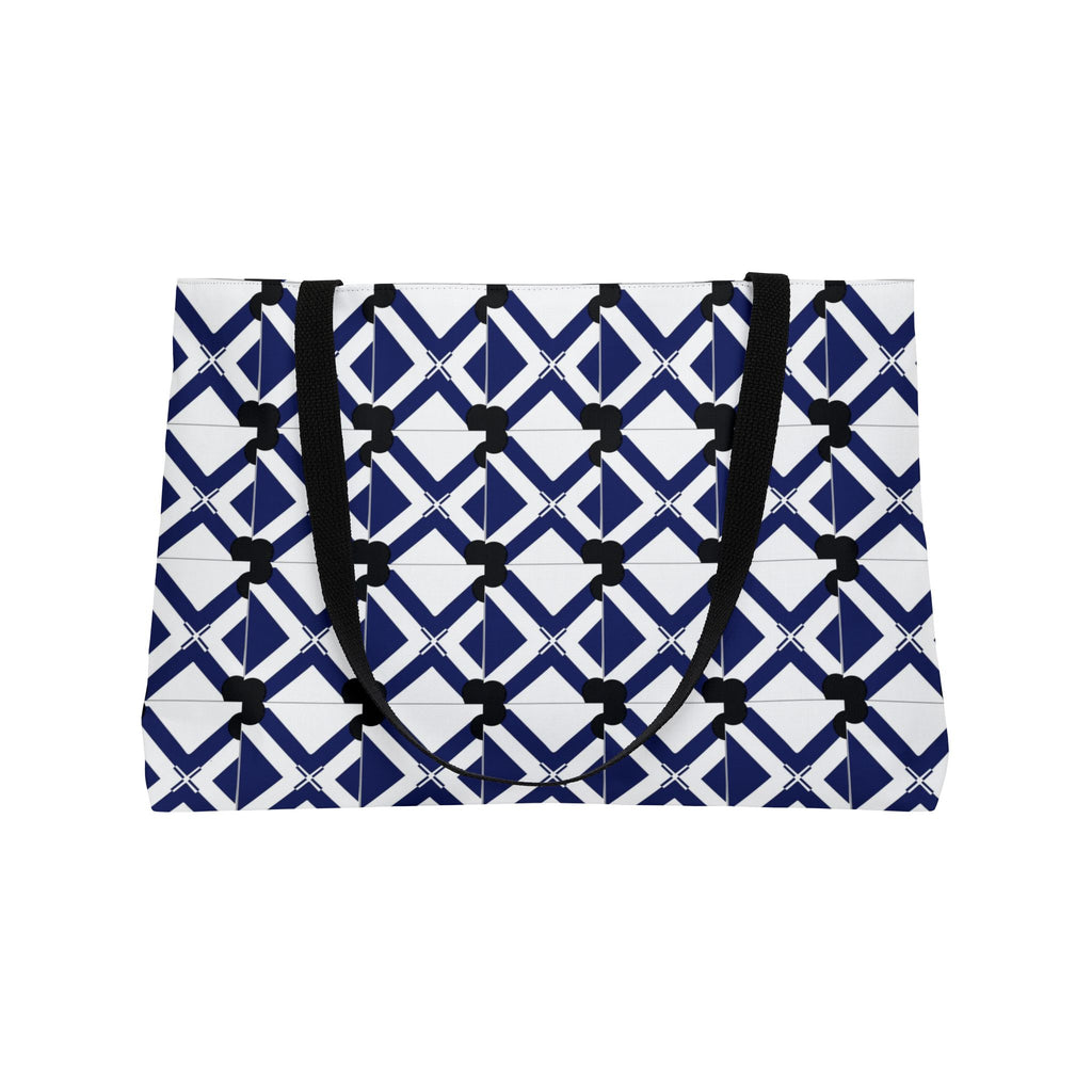 Navy Geometric Weekender Tote Bag — Nautical-Inspired Travel & Beach Bag