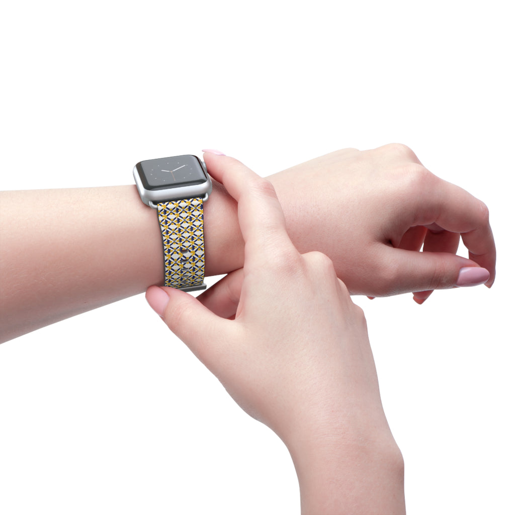 XT9 Gold Tile Watch Band — Modern Patterned Replacement Strap