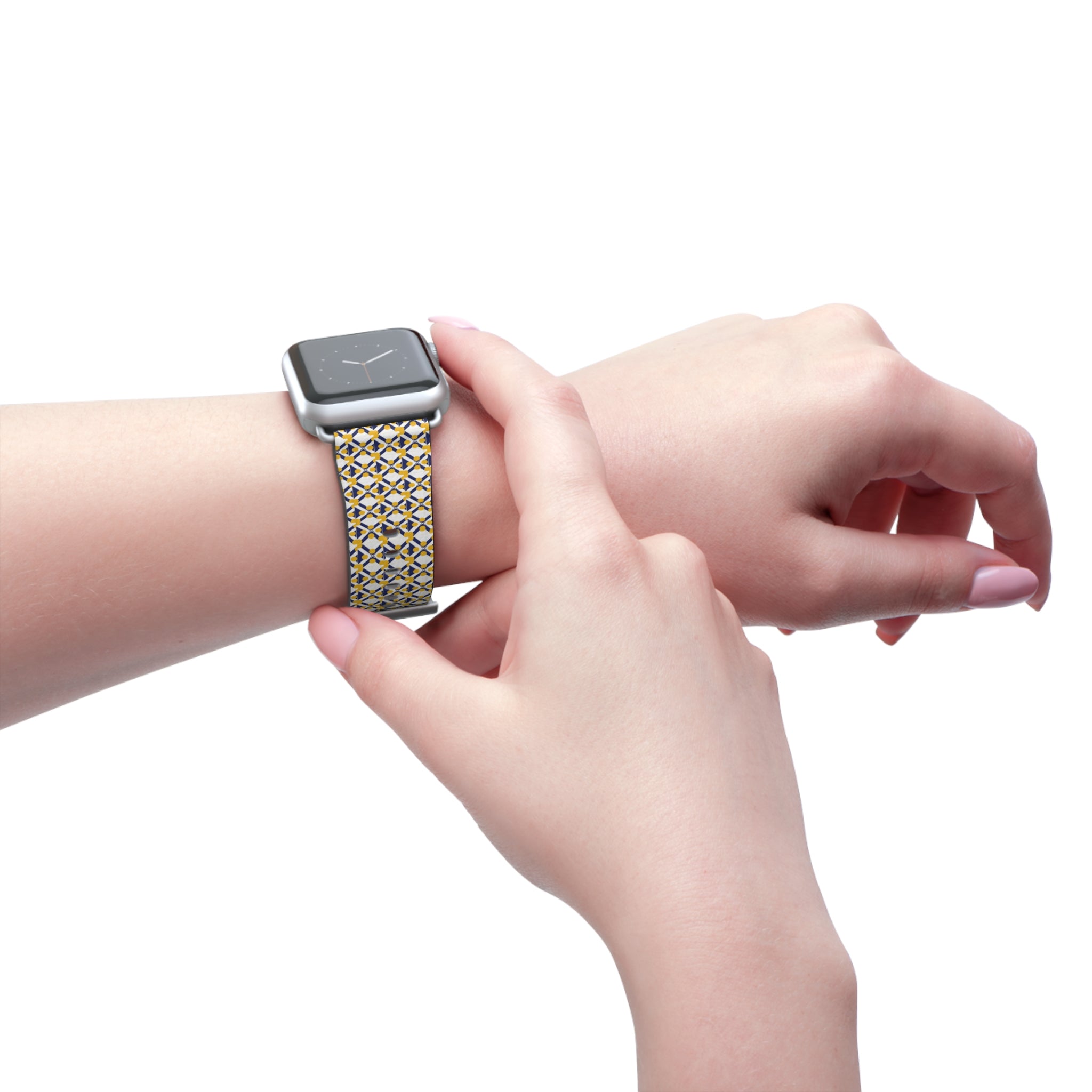 XT9 Gold Tile Watch Band — Modern Patterned Replacement Strap