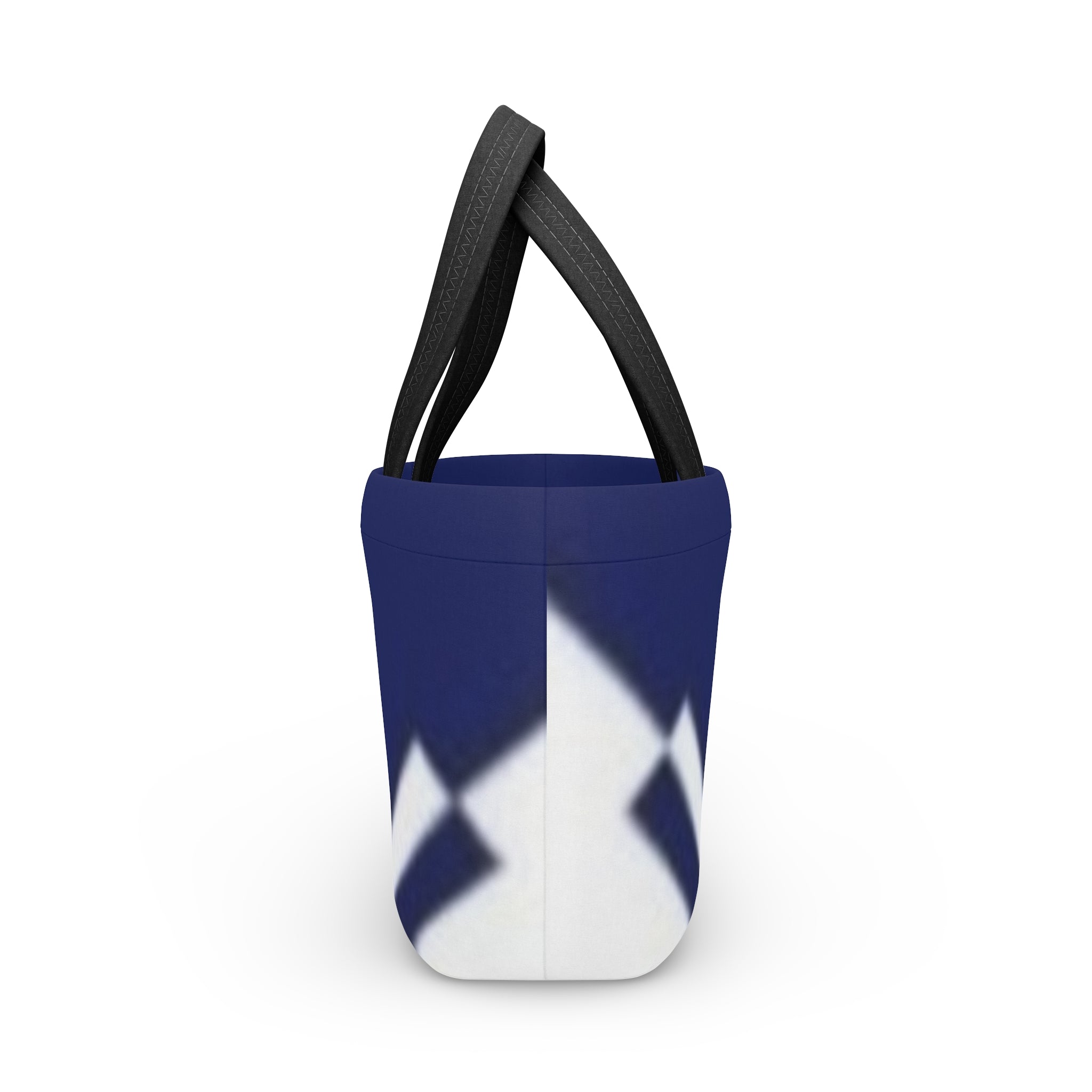 Navy Chevron Insulated Lunch Bag — Compact Tote for Work & School